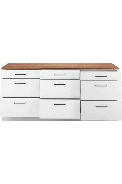 Tdesigno Samba Mutfak 9 Çekmeceli Alt Modül 200 cm - Çok Amaçlı Dolap -Tezgah Dahil - Resim 2