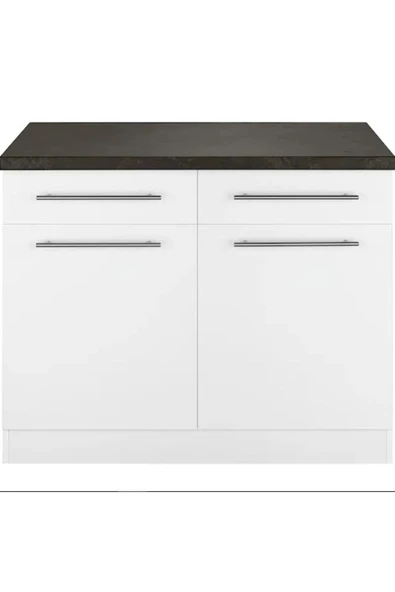 Tdesigno Vera Mutfak 2 Çekmeceli 2 Kapaklı Alt Modül -100 cm - Çok Amaçlı Dolap -Tezgah Dahil - 2