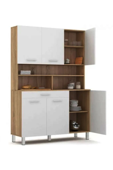 Tdesigno Liebe Çok Amaçlı Dolap-Mikrodalga-Erzak-Airfryer-Mutfak-Kiler Dolabı-Kahve Köşesi-Atlantikçam-120CM - Resim 2