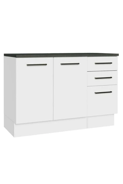 Tdesigno Prag Mutfak Alt Modül 3 Çekmeceli -2 Kapaklı-120 Cm Beyaz-tezgah Dahil ürün görseli