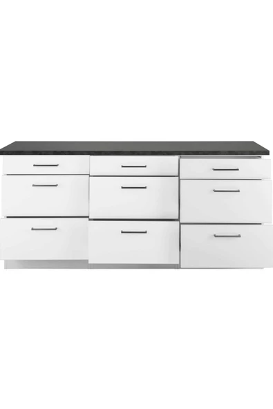 Tdesigno Samba Mutfak 9 Çekmeceli Alt Modül 200 cm - Çok Amaçlı Dolap -Tezgah Dahil - Resim 3