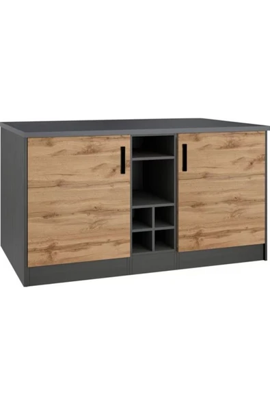 Tdesigno Helios Mutfak Alt Modül 2 Kapaklı -150 Cm Antrasit-Atlantikçam-tezgah Dahil - 2