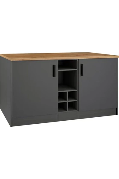 Tdesigno Helios Mutfak Alt Modül 2 Kapaklı -150 Cm Antrasit-tezgah Dahil - 2