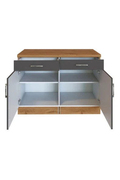 Tdesigno 2 Çekmeceli 2 Kapaklı Alt Modül -90 cm - Çok Amaçlı Dolap -Tezgah Dahil - Resim 3