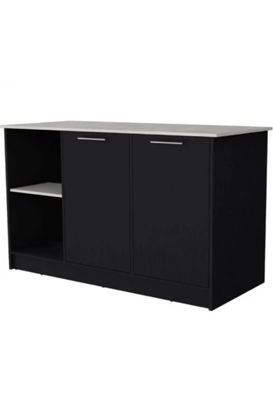 Tdesigno Kumsal Mutfak Adası - Antrasit-150 Cm-Beyaz Tezgahlı - 2