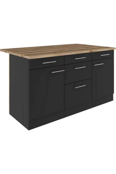 Tdesigno Aietes Mutfak Adası Alt Modül 150 cm Antrasit -Tezgah Dahil - 1