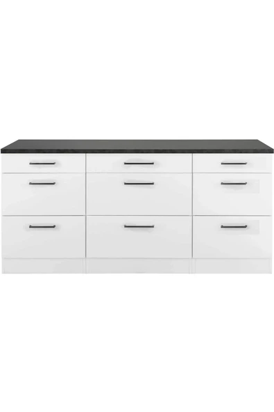 Tdesigno Samba Mutfak 9 Çekmeceli Alt Modül 200 cm - Çok Amaçlı Dolap -Tezgah Dahil ürün görseli