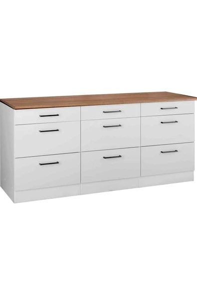 Tdesigno Samba Mutfak 9 Çekmeceli Alt Modül 200 cm - Çok Amaçlı Dolap -Tezgah Dahil - Resim 3