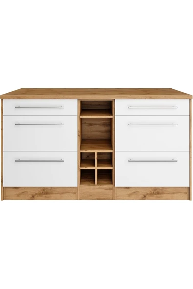 Tdesigno Boreas Mutfak Alt Modül 6 Çekmeceli -150 Cm Beyaz-tezgah Dahil ürün görseli