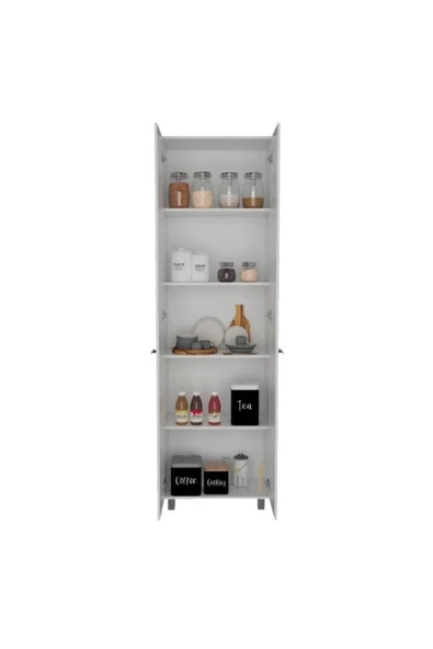 Tdesigno Sırma Çok Amaçlı Dolap,5 Raflı, 2 Kapaklı Mutfak Dolabı Kiler Dolabı Banyo Dolabı-60cm - Resim 4