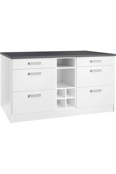Tdesigno Okeanos Mutfak Alt Modül 6 Çekmeceli -150 Cm Beyaz-tezgah Dahil - Resim 3