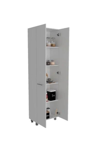 Tdesigno Sırma Çok Amaçlı Dolap,5 Raflı, 2 Kapaklı Mutfak Dolabı Kiler Dolabı Banyo Dolabı-60cm - Resim 3