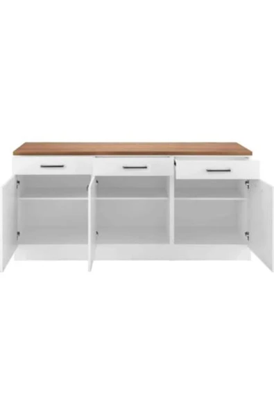 Tdesigno Vals Mutfak 3 Çekmeceli 3 Kapaklı Alt Modül 200 cm - Çok Amaçlı Dolap -Tezgah Dahil - Resim 3