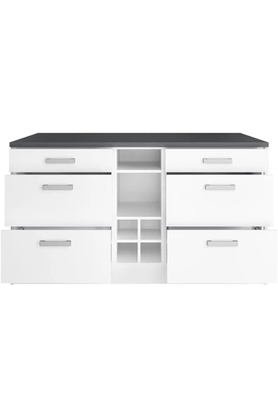 Tdesigno Okeanos Mutfak Alt Modül 6 Çekmeceli -150 Cm Beyaz-tezgah Dahil - Resim 2
