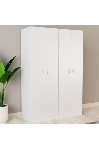 Tdesigno Gümüş Giyinme Dolabı - Çok Amaçlı Dolap - Gardırop 180 Cm-4 Kapaklı - Resim 2