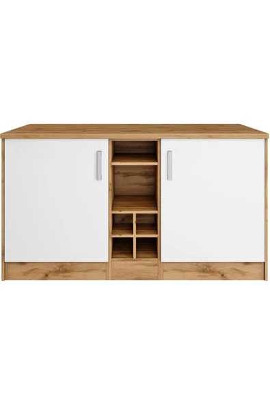 Tdesigno Helios Mutfak Alt Modül 2 Kapaklı -150 Cm Beyaz-Atlantikçam-tezgah Dahil - Resim 2