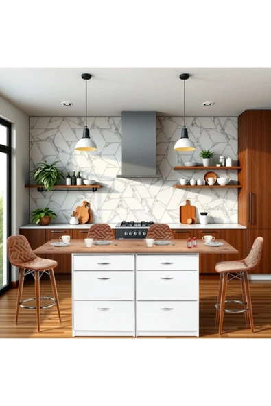 Tdesigno Skylla Mutfak Adası 6 Çekmeceli Alt Modül 160 cm Tezgah Dahil ürün görseli