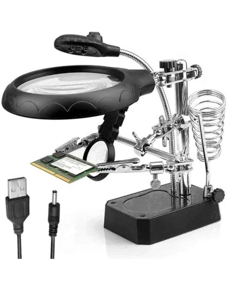 WellHise WH-800 Masa Üstü Ledli Büyüteç - Lehimleme ve Elektronik Çalışmalar İçin Yardımcı