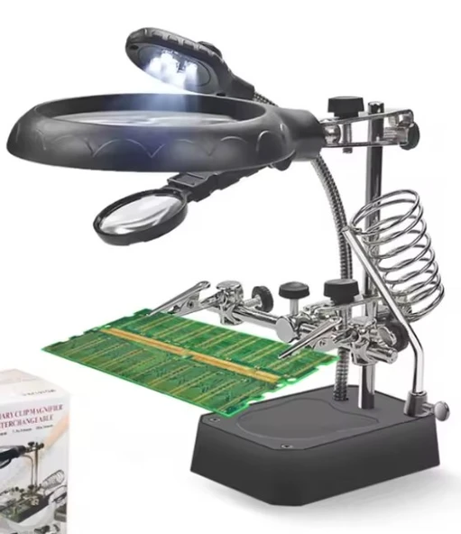 WellHise WH-800 Masa Üstü Ledli Büyüteç - Lehimleme ve Elektronik Çalışmalar İçin Yardımcı - 3
