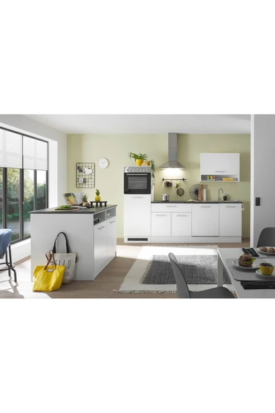 Tdesigno Kalypso Mutfak Adası Alt Modül 120 cm Beyaz -Antrasit Tezgah Dahil - 7