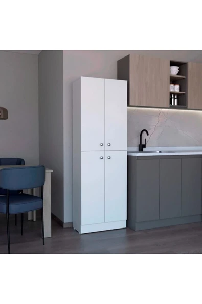 Tdesigno Feza Çok Amaçlı Dolap,5 Raflı, 4 Kapaklı Mutfak Dolabı Kiler Dolabı Banyo Dolabı-60cm - Resim 3