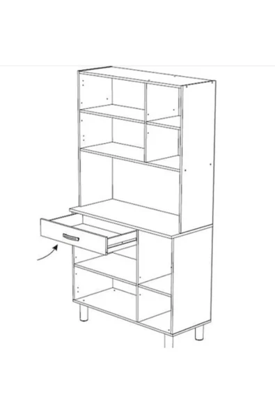 Tdesigno Amor Çok Amaçlı Dolap-Mikrodalga-Erzak-Airfryer-Mutfak-Kiler Dolabı-Kahve Köşesi-Beyaz-120CM - Resim 3
