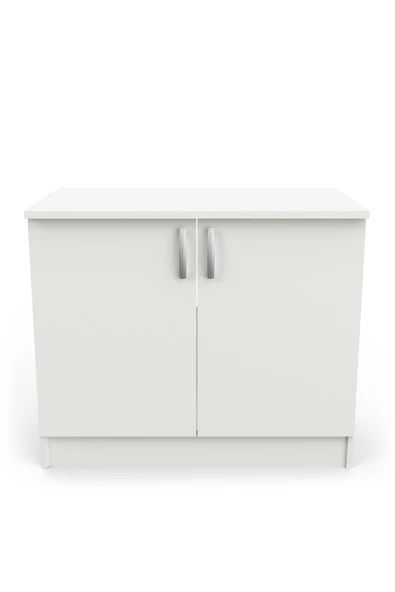 Tdesigno Zambak Mutfak 2 Kapaklı- Alt Modül -90 cm - Çok Amaçlı Dolap -Beyaz-Tezgah Dahil - Resim 2