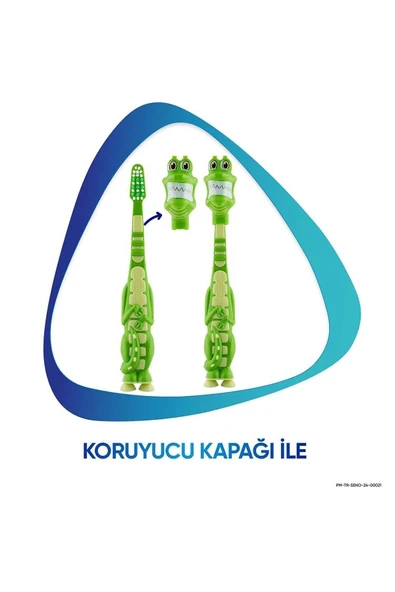Promine 3-5 Yaş Çocuklar İçin Sevimli Timsah Karakterli Diş Fırçası Yumuşak - 6