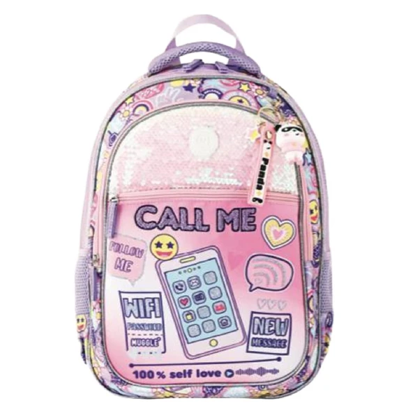 Muggle 3 Bölmeli Call Me Okul Sırt Çantası Lila (MU-5751) ürün görseli