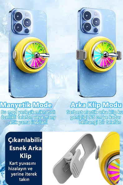 QASUL Sevimli Mobil Oyunlar İçin Telefon Soğutma Fanı iOS Android Uyumlu Sessiz ve Güçlü Soğutma - 3