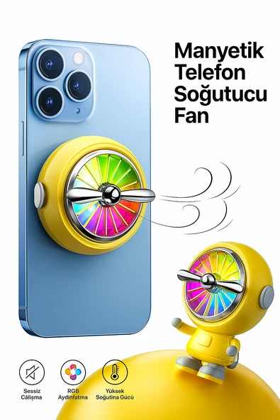 QASUL Sevimli Mobil Oyunlar İçin Telefon Soğutma Fanı iOS Android Uyumlu Sessiz ve Güçlü Soğutma