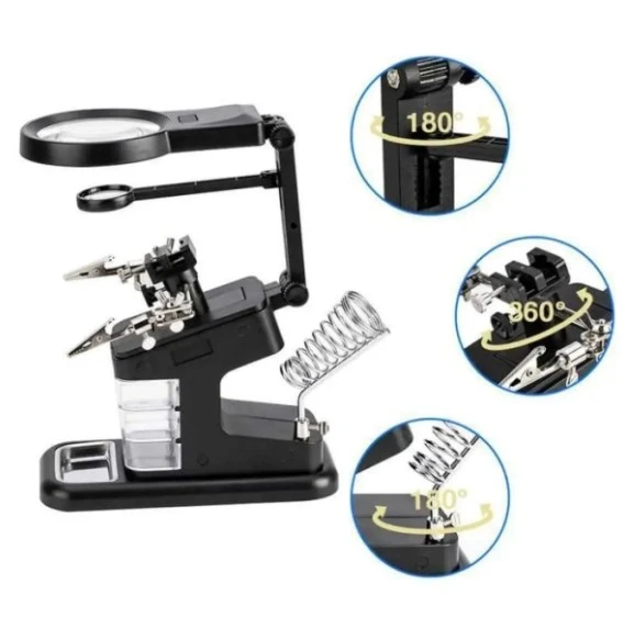 WellHise WH-803 Masa Üstü Lehim Yardımcı Standı ve Büyüteçli Lamba - 3