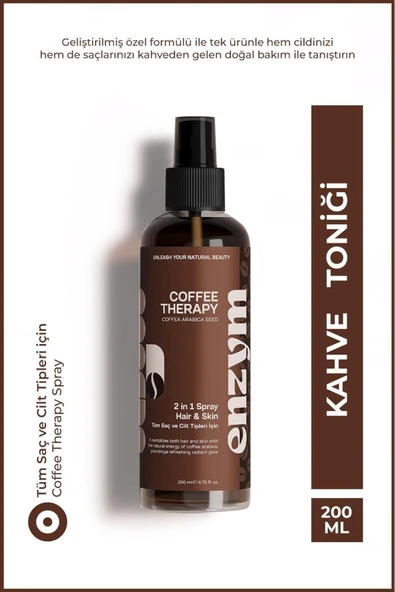 ENZYM COSMETICS Doğal Kahve Tonik Saç (dökülme Karşıtı, Onarıcı) Ve Cilt Bakımı (ton Eşitleme, Antioksidan) 200 Ml ürün görseli