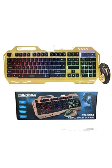 Polygold PG-8014 Işıklı Oyuncu Q Klavye Mouse Seti - ALTIN - 2