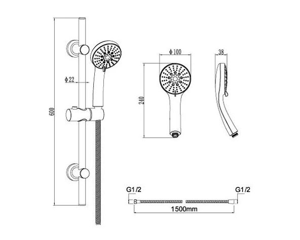 Creavit SH425 5 Fonksiyonlu El Duş Seti - Resim 2