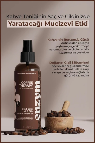 ENZYM COSMETICS Doğal Kahve Tonik Saç (dökülme Karşıtı, Onarıcı) Ve Cilt Bakımı (ton Eşitleme, Antioksidan) 200 Ml - Resim 2