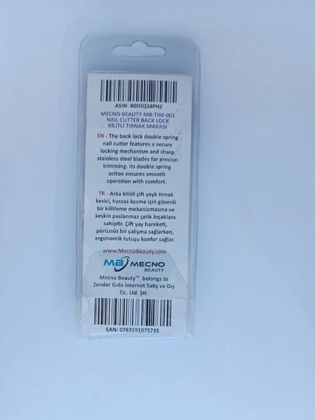 Mecno Beauty MB-TIM-001 Paslanmaz Çelik Kilit Mekanizmalı Tırnak Kesici- Metalik Gri - 8