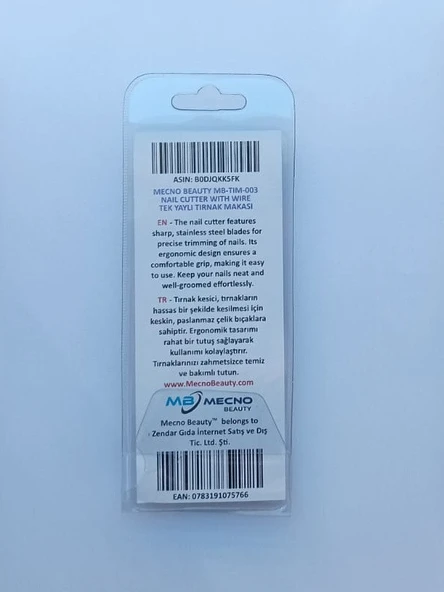 Mecno Beauty MB-TIM-003 Keskin Kenarlı Tek Yaylı Profesyonel Paslanmaz Çelik Tırnak Kesici - 7