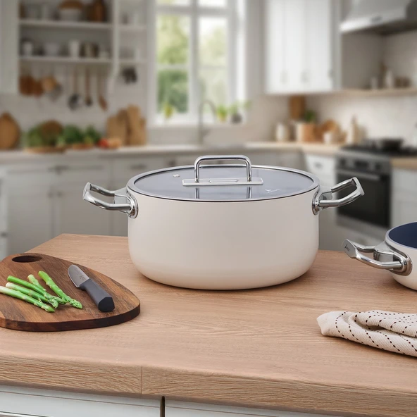 Aryıldız Colombus Crystal Metal Kulp Cam Kapak Derin Tencere - 24 Cm ürün görseli