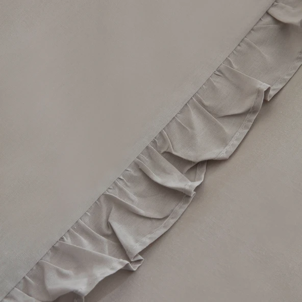 Karaca Home Pure Ruffle %100 Pamuk Çift Kişilik Nevresim Takımı Açık Gri - Resim 3