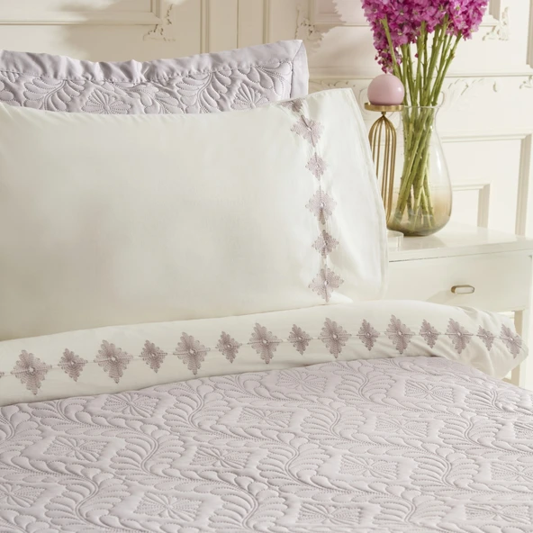 Karaca Home Glory Çift Kişilik %100 Pamuk 7 Parça Düet Set Pembe - 4