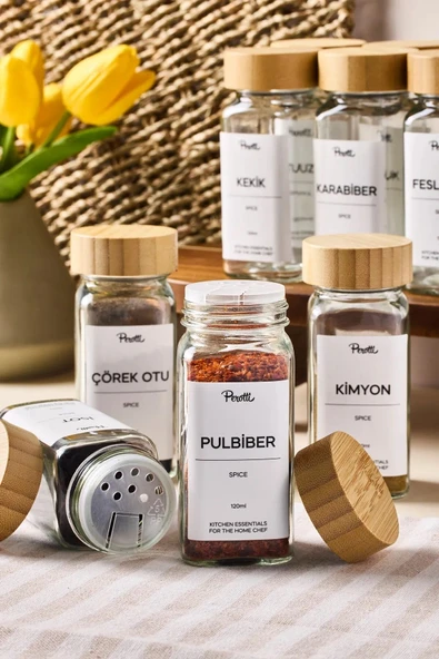Online Kapında Luks6'lı Baharatlık Baharat Kavanozu Bambu Kapaklı Kavanoz Serpme Başlıklı Baharatlık