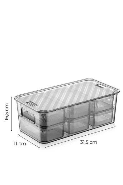 Online Kapında Lüks 7 Bölmeli Akrilik Kapaklı Kutulu Saklama Kabı Seti - Resim 2