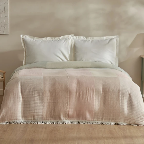 Karaca Home Cube %100 Pamuk Çift Kişilik Müslin Pike Pembe ürün görseli 1