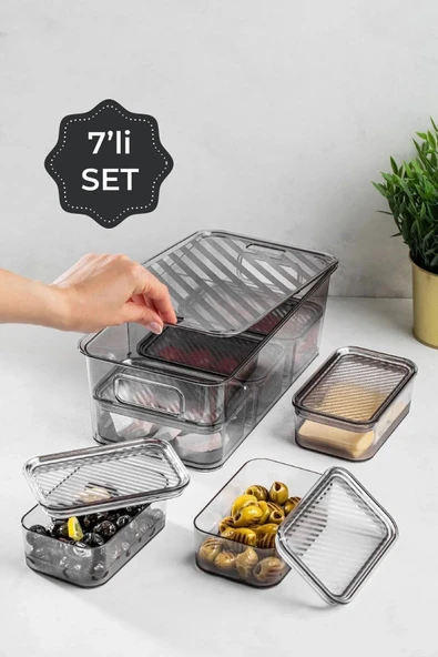 Online Kapında Lüks 7 Bölmeli Akrilik Kapaklı Kutulu Saklama Kabı Seti - Resim 3