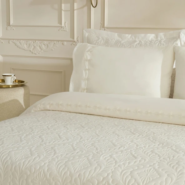 Karaca Home Glory Çift Kişilik %100 Pamuk 7 Parça Düet Set Ekru - 3