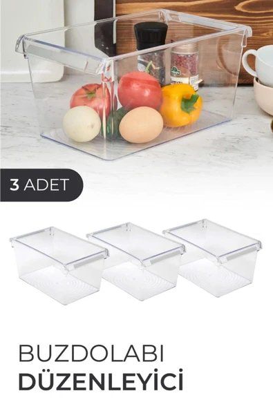 Online Kapında Lüks 2 Li̇ Buzdolabı Ve Dolap Içi Düzenleyici Kapaklı Kutu - Resim 2