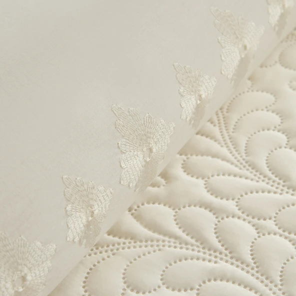 Karaca Home Glory Çift Kişilik %100 Pamuk 7 Parça Düet Set Ekru - 7