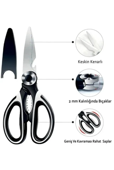 Online Kapında Online Kapında3'lü Set Paslanmaz Metal Limon Sıkacağı, Sarımsak Ezici, Çok Fonksiyonlu Mutfak Makası - Resim 4