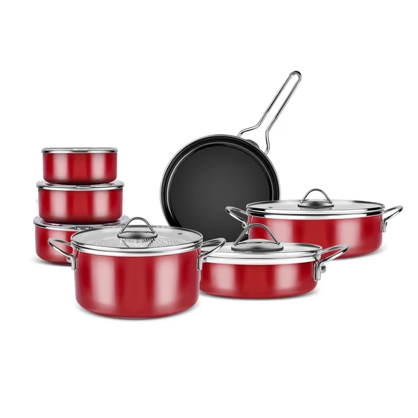 Karaca Erva 14 Parça İndüksiyon Tabanlı Emaye Çeyiz Seti Bordo ürün görseli